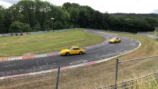 New & old Porsche yellowbird Drifting @ Nordschleife CTR RUF