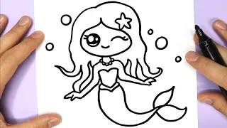 How to draw a Mermaid CUTE and EASY - So Cute Drawing