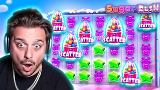 INSANE SUGAR RUSH DOUBLE RETRIGGER GOES ABSOLUTELY CRAZY!