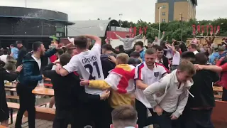 England fans reaction to sterlings goal against Germany 2-0