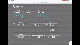 Ejemplo #4: Suma y Resta de Fracciones Algebraicas