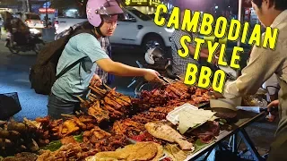 Cambodian STREET FOOD Tour in Phnom Penh Part 2 - BBQ by the Street!