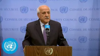 Palestine on the situation in Gaza - Media Stakeout | Security Council | United Nations