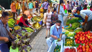 Tofu, Dried Fish, Gandaria Mango, Palm Fruit, Corn, & More - Cambodian Fresh Market Food