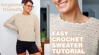 EASY CROCHET SWEATER TUTORIAL | how to make a crochet sweater for beginners