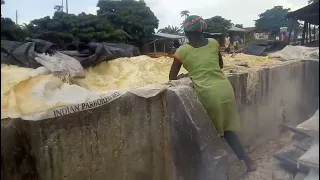 How Women Process Gari with Cassava in Ghana