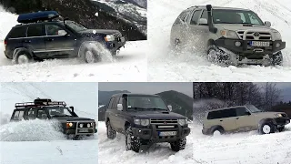 Jeep Grand Cherokee, Toyota Hilux, Nissan Patrol, Mitsubishi Pajero, snow game