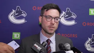 Jeremy Colliton Abbotsford Canucks Coach Meets Media After  Canucks Young Stars 4-1 Win Over Jets