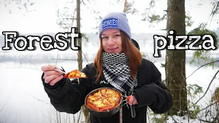 ПРОСТАЯ ПИЦЦА В ЗИМНЕМ ЛЕСУ| Outdoor cooking