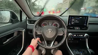 Driving in the rain in a Toyota Rav4