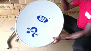 How to assemble satellite dish and names of the parts of the dish.