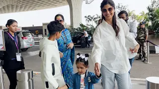 Shilpa Shetty Spotted With Kids At Airport | MS shorts