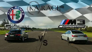 Alfa Romeo Giulia Quadrifoglio vs BMW M3 Competition - Drag Race