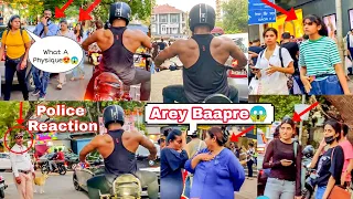 WHEN A BODYBUILDER RIDES A BULLET ON THE STREET 🇮🇳 |Girls Shocking Reactions😱 | Part -3