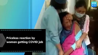 Reaction of scared old woman getting Covid 19 jab is a big internet trend