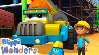 Blippi at the Construction Site | Blippi Wonders | Learn ABC 123 | Fun Cartoons | Moonbug Kids