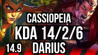 CASSIOPEIA vs DARIUS (TOP) | 7 solo kills, Rank 7 Cassio, 14/2/6, Dominating | NA Grandmaster | 14.9