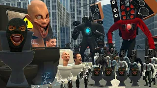 NEW CAMERAMAN ARMY VS SPEAKERMAN BOSSES VS SKIBIDI TOILET FAMILY !! (Garry's Mod)