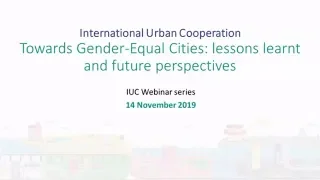 IUC Webinar series 7: Towards Gender-Equal Cities: lessons learnt and future perspectives