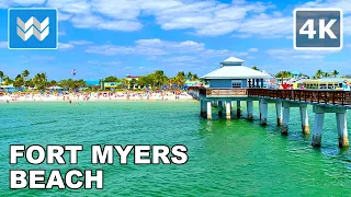 [4K] Fort Myers Beach Florida USA (Before Hurricane Ian) Spring Break Walking Tour & Travel Guide