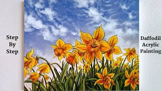 Daffodils Landscape STEP by STEP Acrylic Painting (ColorByFeliks)