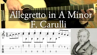 ALLEGRETTO IN A MINOR - Carulli - Full Tutorial with TAB - Fingerstyle Guitar