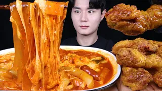 엽기떡볶이 허니콤보 치킨 먹방ASMR MUKBANG SPICY TTEOKBOKKI & FRIED CHICKEN トッポッキ チキン eating sounds