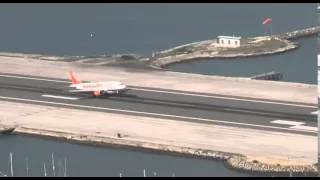 Easyjet flight landing at Gibraltar airport - October 2010