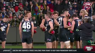 Carlton crowd singing the song after the Blues Elimination final win - AFL Finals 2023