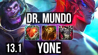 DR. MUNDO vs YONE (TOP) | 6 solo kills, 300+ games | EUW Master | 13.1