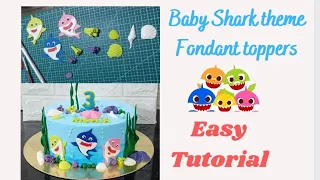 Baby shark fondant toppers | easy fondant topper tutorial #cakedecorating #babyshark #fondanttoppers