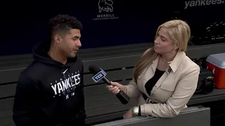 Gleyber Torres joins Meredith Marakovits before the Yankees' final game of the series against Seattl