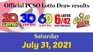 9PM Draw PCSO Lotto result July 31, 2021 #PCSOLottoresult