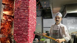 Crazy 350kg of meat every day! How delicious are these Turkish chefs to cook DONER!