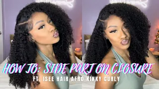 side part on Amazon closure wig | install & review FT. ISEE Hair afro kinky curly wig