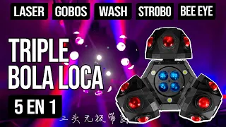 Triple Bola Loca 5 en 1 LED (Láser Gobo Wash Cortadora Bee Eye) Dmx Disco