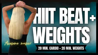 SWEATY CARDIO HIIT BEAT + WEIGHTS 🔥 20/20 🔥 AWESOME MUSIC 🔥 HIGH/LOW IMPACT SHOWN