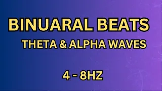 Low Theta and Alpha | Binaural Beats 4 to 8 hz | Deep Meditation & Flow State 1 Hour