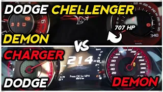 DODGE CHALLENGER DEMON VS DODGE CHARGER DEMON  !  acceleration top speed sounds