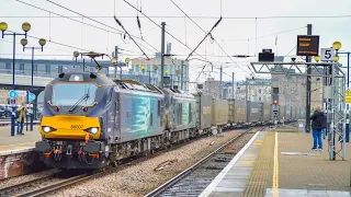 88007 "Electra" with 68005 "Defiant" at Newcastle  running 4Z27 : Coatbridge  – Daventry IRFT