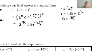 Powers of Complex Numbers, De Moivre's Theorem pg 141, pt 1