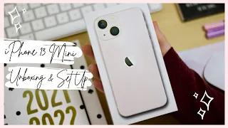 iPhone 13 Mini Pink Unboxing & Set Up | Aesthetic ✨