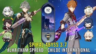 C0 Alhaitham Spread and C0 Childe International - Genshin Impact Abyss 3.7 - Floor 12 9 Stars