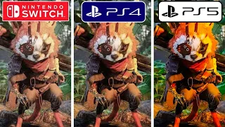 Biomutant Nintendo Switch vs PS5 vs PS4 Graphics Comparison