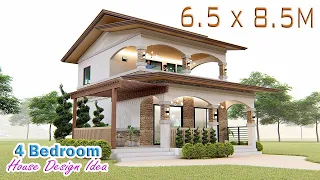 HOUSE DESIGN IDEA | 4 Bedroom House | 6.5 x 8.5 meters | Pinoy House