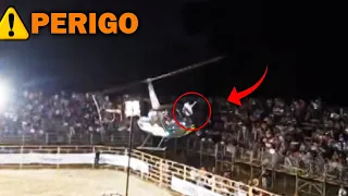 HELICÓPTERO QUASE CAI NA PLATEIA DO RODEIO