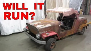 Abandoned 1957 king midget Micro Car. Busted Engine?