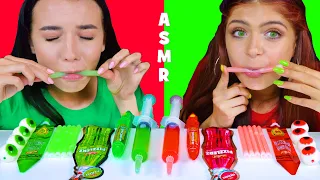 ASMR CANDY RACE GREEN AND RED SOUR CANDY | EATING SOUNDS LILIBU