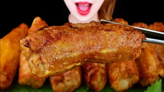 ASMR BEEF LARGE INTESTINES (DAECHANG) COOKING EATING SOUNDS MUKBANG 에어프라이어로 구운 통대창 먹방 咀嚼音