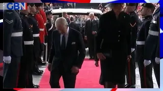 King Charles III and Queen Consort arrive at the Senedd in Cardiff to receive motion of condolence